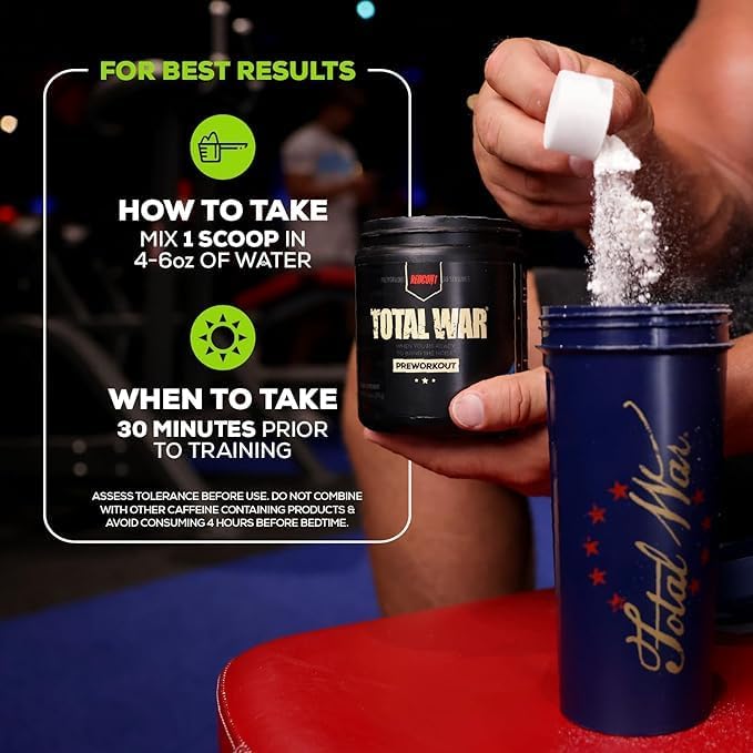 REDCON1 Total War Pre Workout, Cali Splash - Fast Acting Caffeinated Preworkout for Men + Women with Beta Alanine - Contains Citrulline Malate for Increased Pump, Blood Flow (30 Servings)