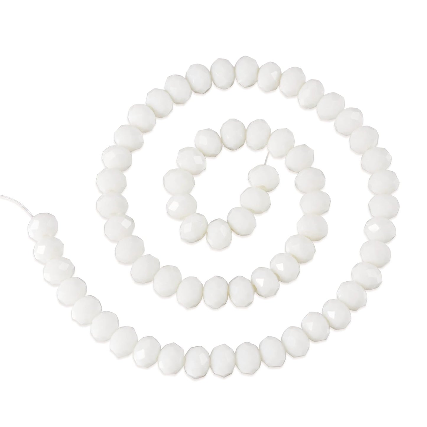 Elecrelive 630Pcs White Glass Beads 8mm Faceted Rondelle Beads Briolette Tiny Loose Crystal for Bracelets Earring Jewelry Making