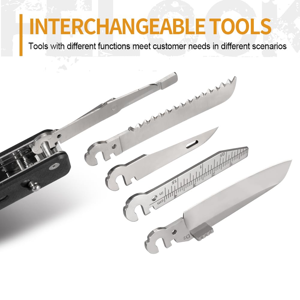 ROXON S503G 9 in 1 Mini Multi Tool EDC Pocket Knife Multitool with G10 Handle,Scissors,Screwdriver,Threader,Awl, Flat Screwdriver,Ruler,Tweezers for Outdoors Fishing Camping,Gifts for Men