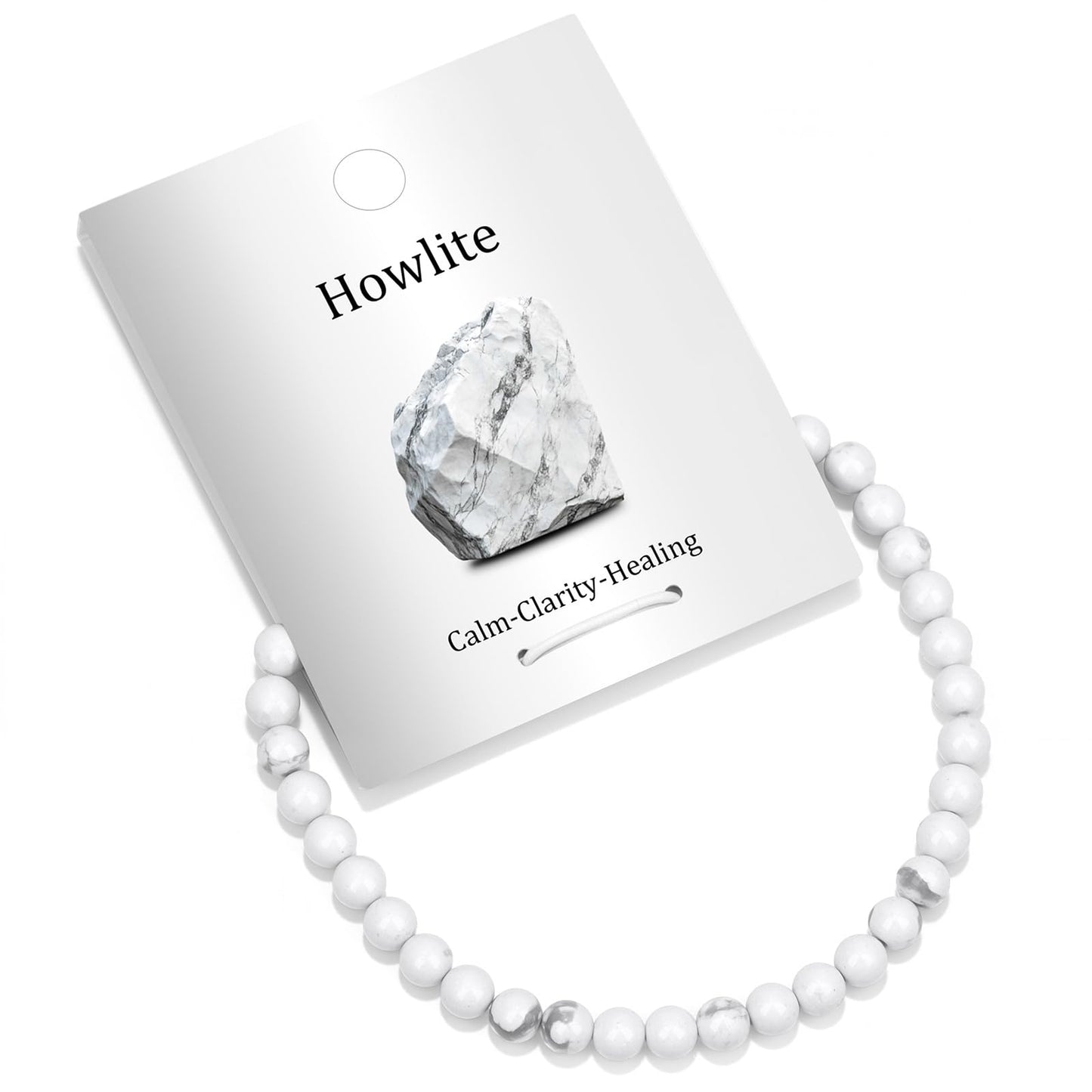 Vinswet Healing Crystal Bracelets for Women Men 4mm Howlite Natural Stone Beaded Stretch Bracelet Handmade Gemstone Reiki Spiritual Jewelry Gifts