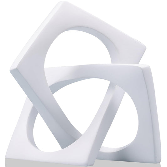 Modern Geometric Sculpture White Knot Statue Decor, Home Bookcase Centerpiece Jax Decorative, Tabletop Sculpture and Figurines, for Home Decor Accent Cube Ornaments