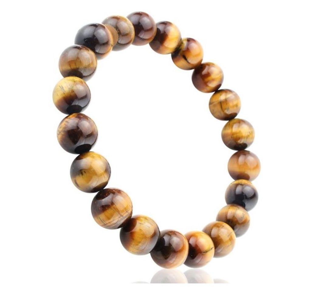 Adabele Real Natural Golden Yellow Tiger's Eye Bracelet 8.5 inch Stretch Gemstone Beaded Bracelet Chakra Healing Crystal Stone Jewelry Energy Quartz Rock GB8-D26