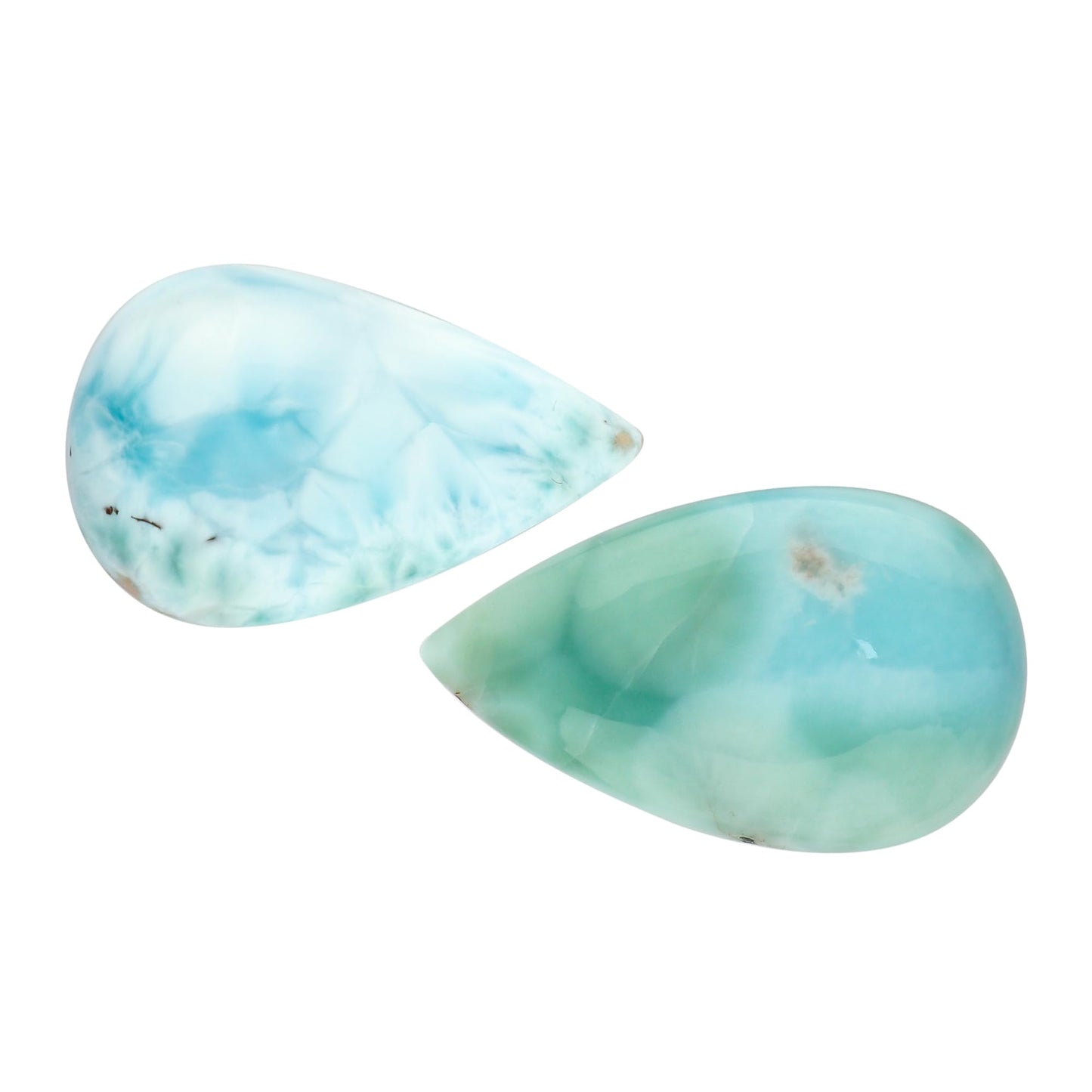 CRYSTALIS 2pcs, Pear, Natural Blue Larimar, Loose Gemstone, Wholesale Bulk Cabochons, Jewelry Making Supply, Chakra Healing Polished Stones, Wire Wrapping, DIY, Gem Collection, 20mm+