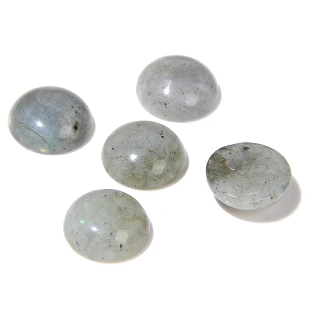 20pcs 10mm Natural Stone No Hole White Labradorite Semicircle Smooth Cabochons Beads Healing Chakra Crystal Stone Bead for Jewelry Making Rings Earrings Necklace Bracelet DIY Crafts