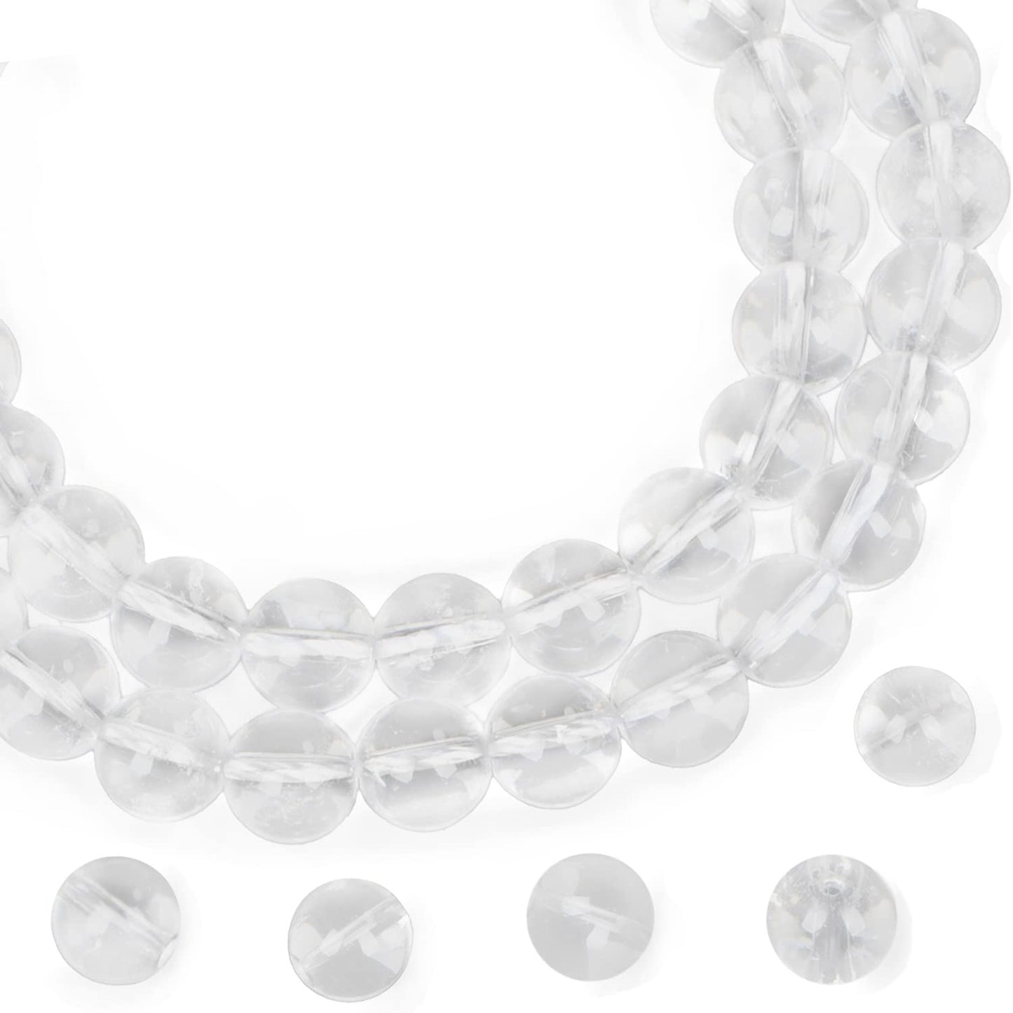 AD Beads Natural Gemstone Round Loose Beads 15" for Bracelet Necklace Earrings Jwelery Making Crafts DIY 3 (8mm, Clear Quartz)