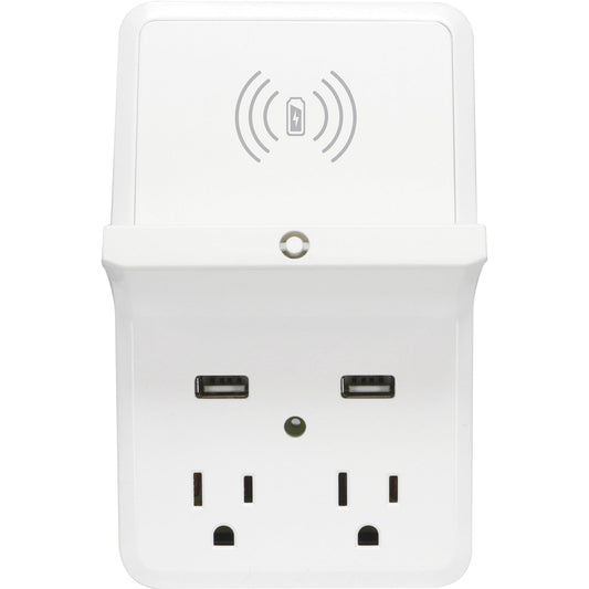 GEHR Electical Products Prime PBUWC01 Wireless-Charging-Dock Wall Tap with 2 Outlets and Dual USB Charger