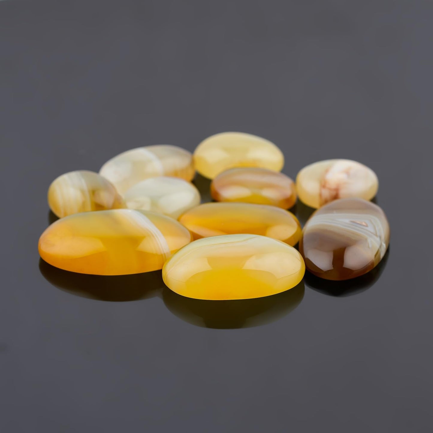 ColouredRocks (10pcs. YELLOW CHALCEDONY, Mix Shape, Natural Cabochon Crystals, Loose Gemstone, Wholesale Polished Supply, Jewelry Making, DIY Craft, Gem Collection (16-22mm free size)
