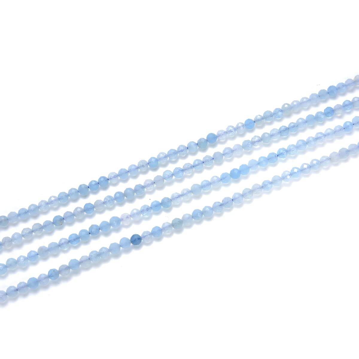 Adabele 15 Inch Natural Blue Aquamarine Healing Gemstone 4mm (0.16 Inch) Tiny Small Faceted Round Loose Beads Stone Spacer (85-95pcs) for Craft Jewelry Making GK4-8