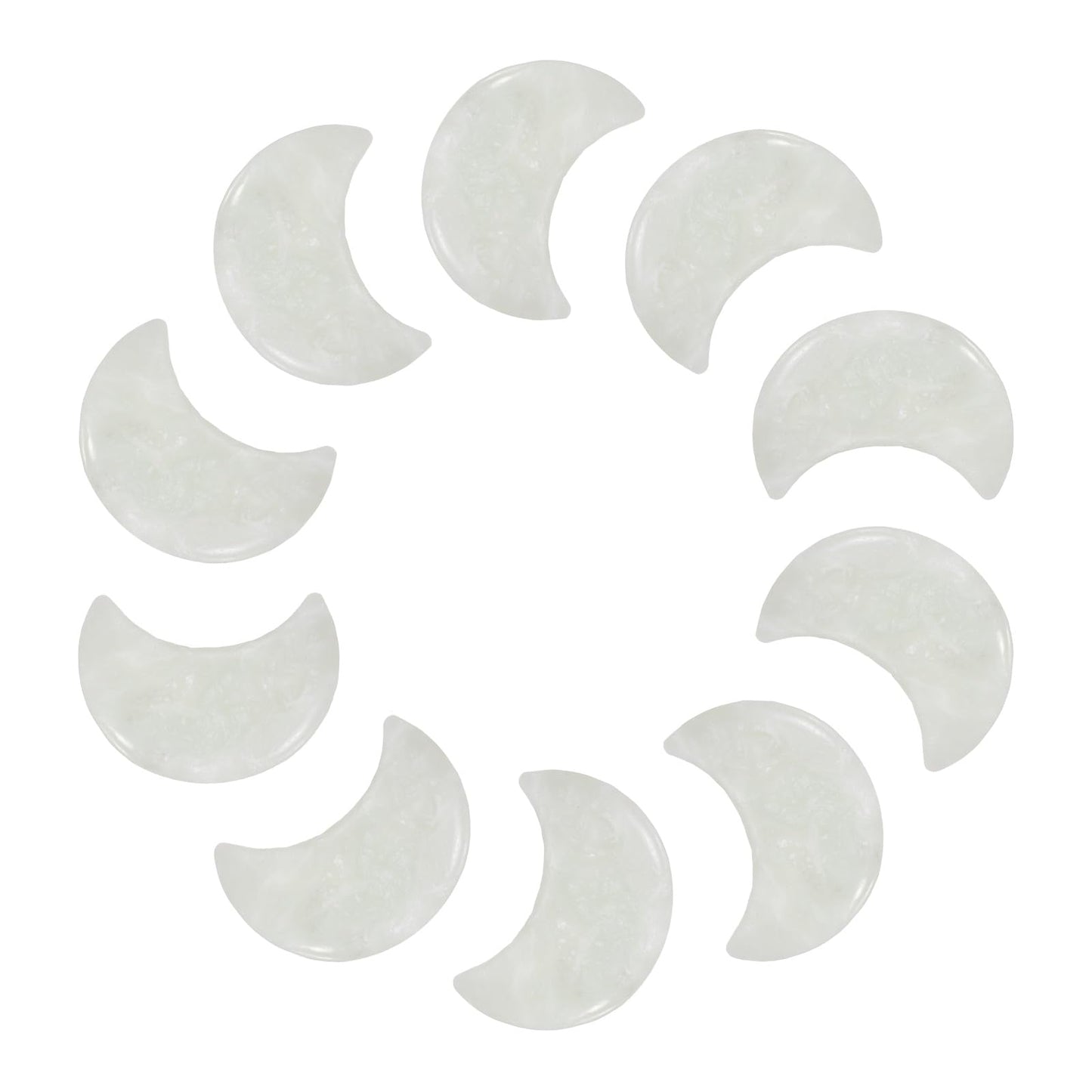 MECCANIXITY 10 Pcs Moon Crystal Worry Stone, 1.2 Inch Length Natural Serpentine Jade Moon Gemstone Bulk, Carved Pocket Stones for Meditation Balancing Pendant Decor