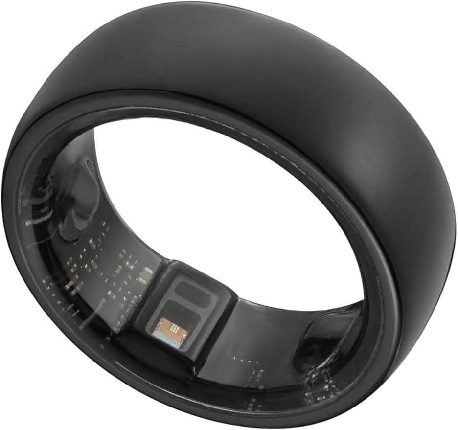 Smart Ring, Activity Trackers, Sleep Ring, Fitness Tracking, Stress Tracker, Heart Rate, Meditation, Temperature, Respiratory, No App Subscription, Women, Men, iOS, Android (Black, 6)