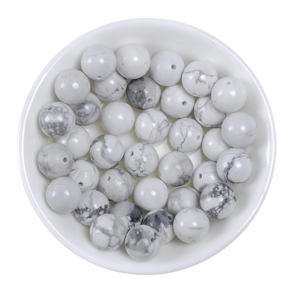 Natural Stone Beads 4mm White Howlite Gemstone Round Loose Beads Crystal Energy Stone Healing Power for Jewelry Making DIY,1 Strand 15"