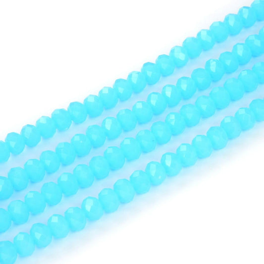 350pcs Czech Faceted Rondelle Crystal Glass Loose Beads 8mm Spacer Bulk Blue Turquoise Opal for DIY Craft Jewelry Making CCR831