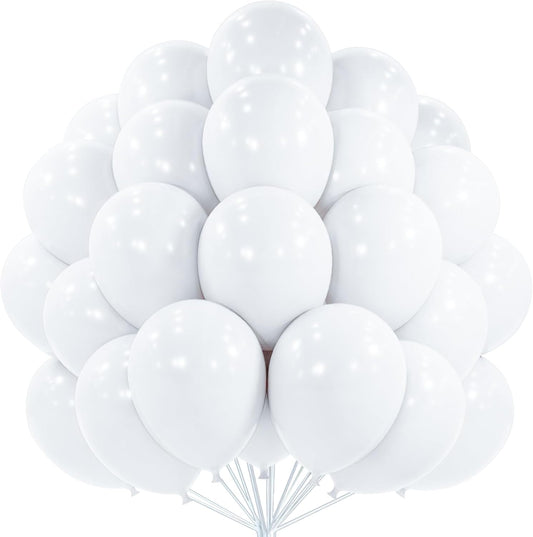 PartyWoo White Balloons - 100 Pcs 12 Inch Latex Helium Pastel White Balloons for Events & Celebrations