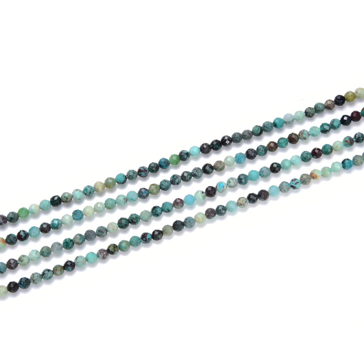 Adabele 30 Inch Natural Chrysocolla Healing Gemstone 4mm (0.16 Inch) Tiny Small Faceted Round Loose Beads Stone Spacer (180-200pcs) for Craft Jewelry Making GK4-16