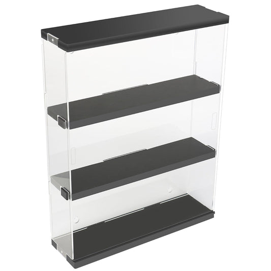 DuvinDD Acrylic Display Case for Collectibles, Wall Mounted Funko POP Shelves, Clear Figure Display Case with Sliding Door, Dustproof Hot Wheels Storage Box, Black(11.8x3.3x14.8inch)