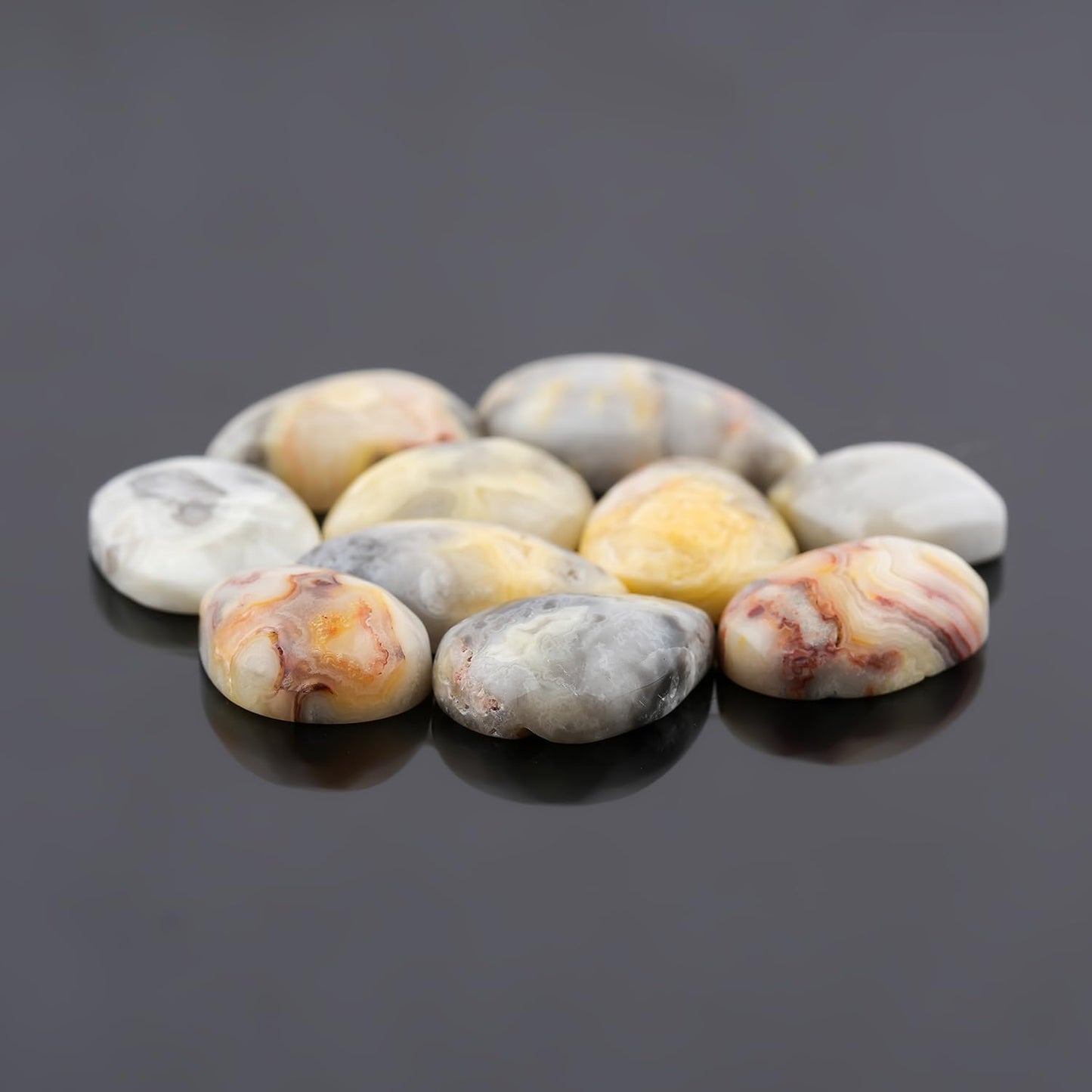 ColouredRocks (10pcs. WHITE CRAZY LACE AGATE, Mix Shape, Natural Cabochon Crystals, Loose Gemstone, Wholesale Polished Supply, Jewelry Making, DIY Craft, Gem Collection (16-20mm free size)