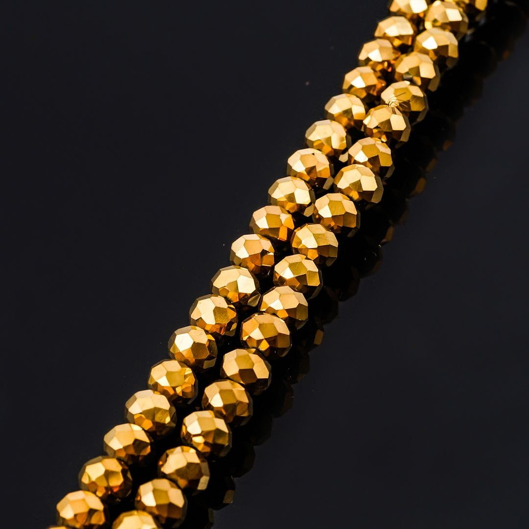 1000pcs Czech Faceted Rondelle Crystal Glass Loose Beads 6mm Spacer Bulk Gold Aurum for DIY Craft Jewelry Making CCR633