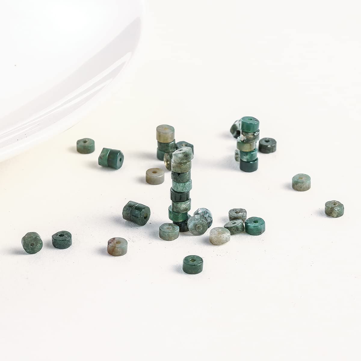 Natural Moss Agate Stone Spacer Beads 4x2mm 38cm/str Flat Round Loose Semi Gemstone Caps for Making Bracelets Necklace