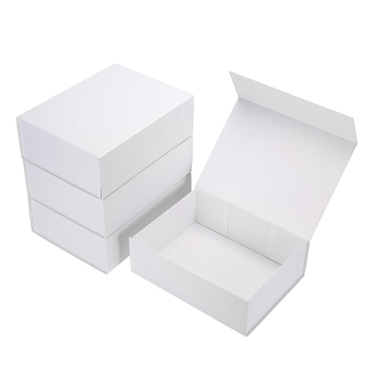 Ditwis 4 Pack 12x9x4 Inches Gift Boxes with Magnetic Closure Lids, White Magnetic Box for Wedding, Groomsmen Bridesmaid Proposal, Birthdays, Mother's Day