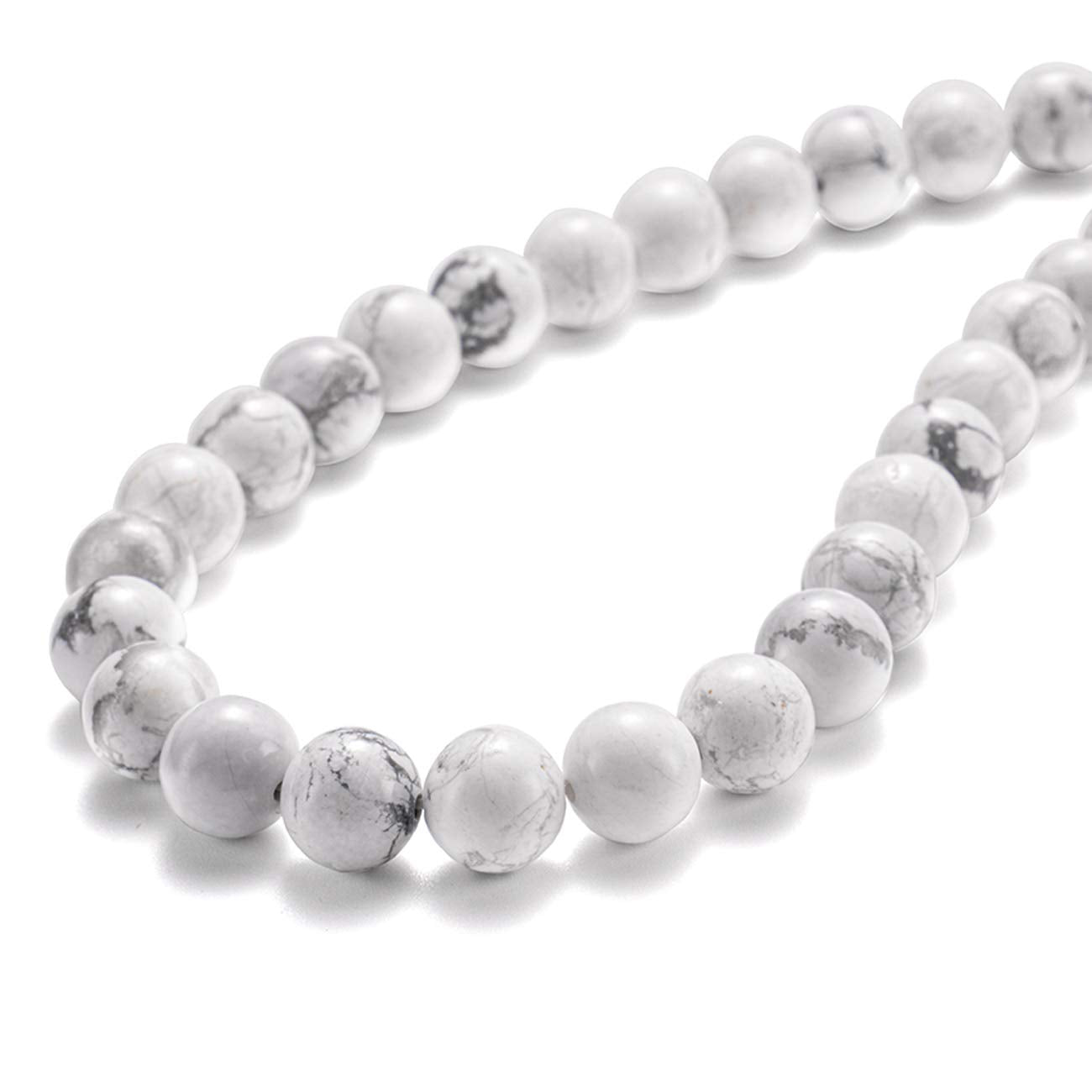 BEADIA Natural White Howlite Stone Round Loose Semi Gemstone Beads for Jewelry Making 4MM 89PCS
