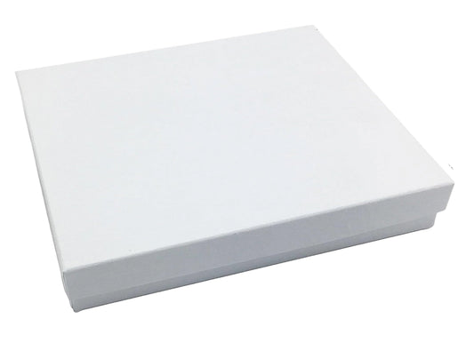 RJ Displays 15 Pack Swirl White Cotton Filled Paper Cardboard Jewelry Necklaces, Bracelets, Jewelry Sets, Watches, Belt Buckles Gift Packaging, and Retail Display Boxes Size: 7" x 5" x 1-1/8" Inch