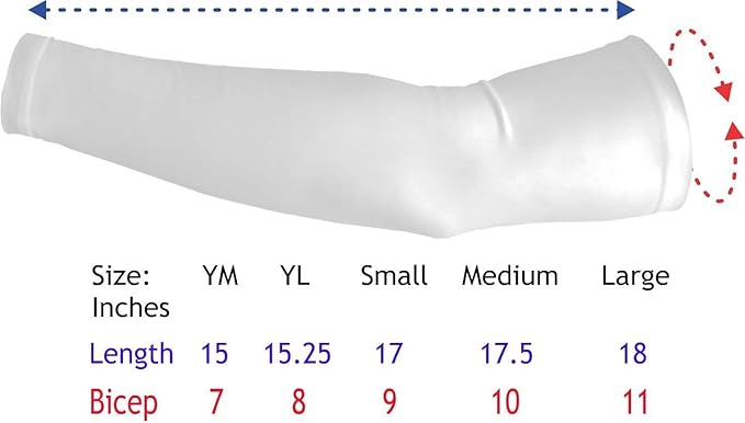 Youth & Adult Sizes Moisture Wicking Compression Arm Sleeve (1 Sleeve) (Over 100 Colors Available in Our Store)