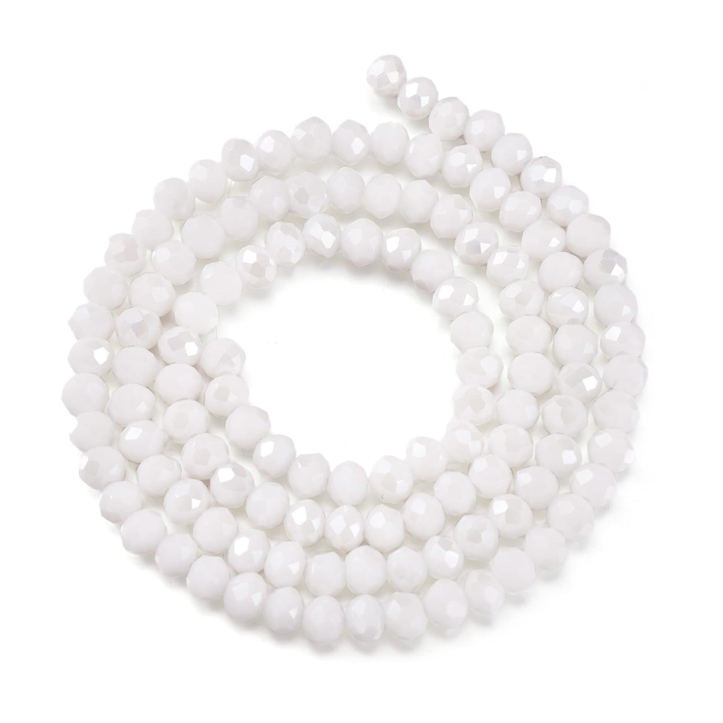 10 Strands Faceted Round White Glass Beads 4mm Rondelle Briolette AB Color Crystal Beads Bulk 1300pcs Tiny Loose Spacer Ball for Bracelets Jewelry Making