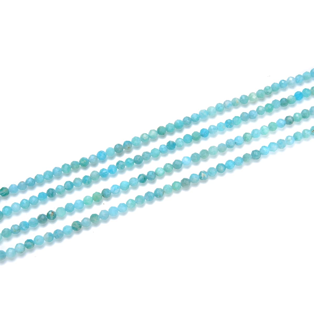 Adabele 30 Inch Natural Blue Amazonite Healing Gemstone 4mm (0.16 Inch) Tiny Small Faceted Round Loose Beads Stone Spacer (180-200pcs) for Craft Jewelry Making GK4-9