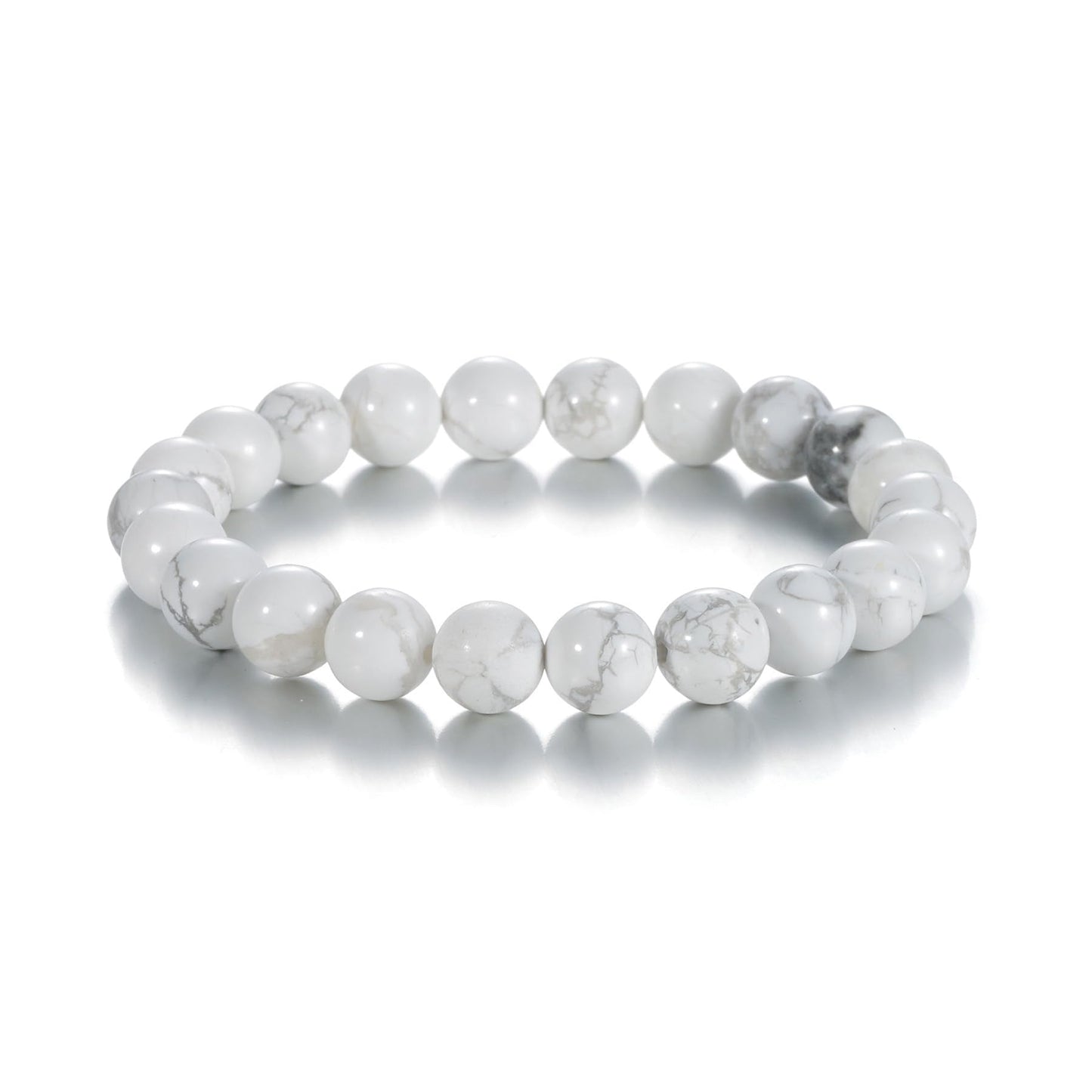 Udolfly Womens Crystal Beaded Bracelets for Women Men Protective Energy Bracelet Natural Gemstone Bead Bracelet 6mm Howlite