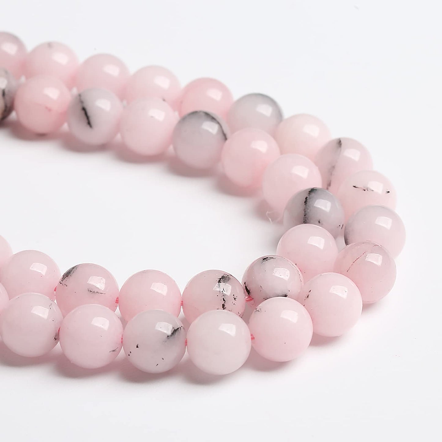10MM 36PCS Natural Stone Pink Opal Jade Chalcedony Beads for Jewelry Making DIY Bracelet 1 Strand