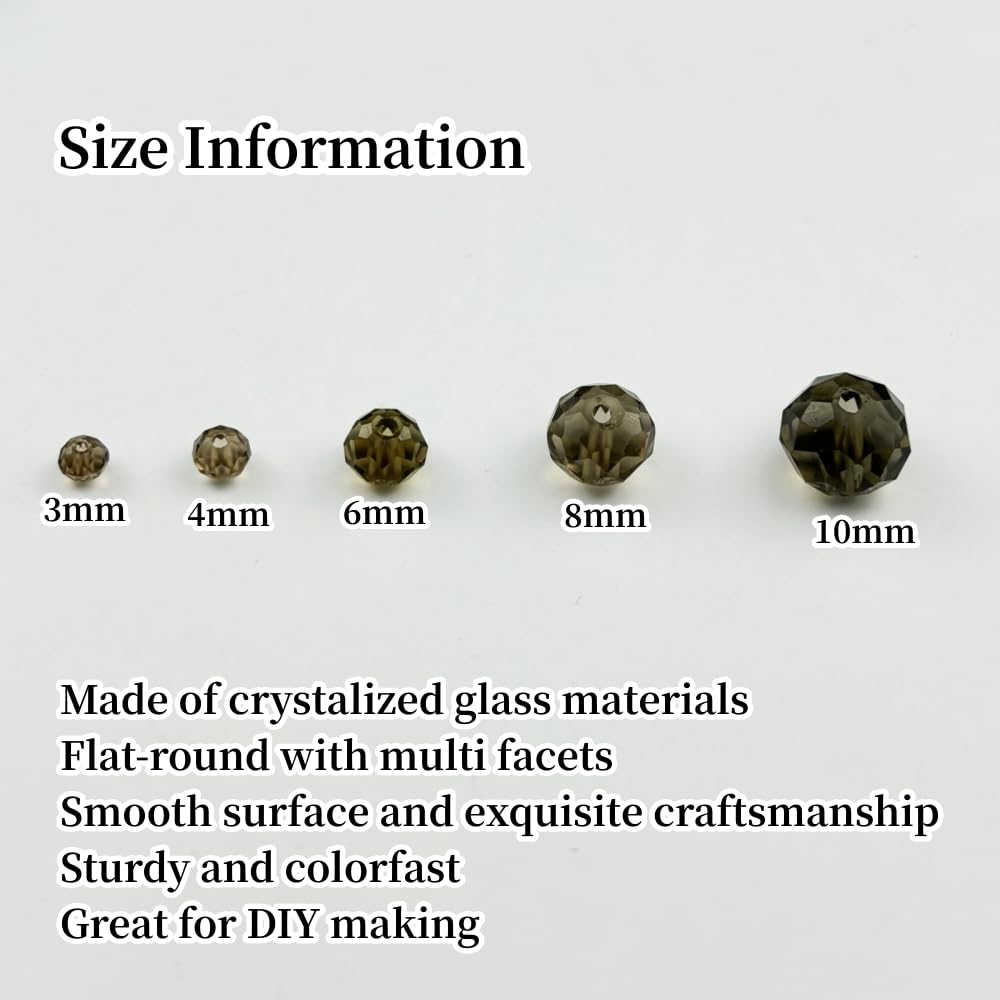 YUEXIGO 60pcs 10mm Crystal Glass Beads for Jewelry Making, Faceted Rondelle Glass Spacer Beads for Wind Chimes Bracelet Earring Necklace DIY Craft(Gray)