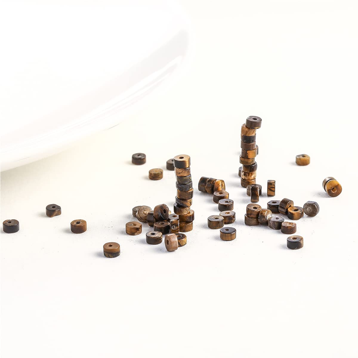 Natural Yellow Tiger Eye Stone Spacer Beads 4x2mm 38cm/str Flat Round Loose Semi Gemstone Caps for Making Bracelets Necklace