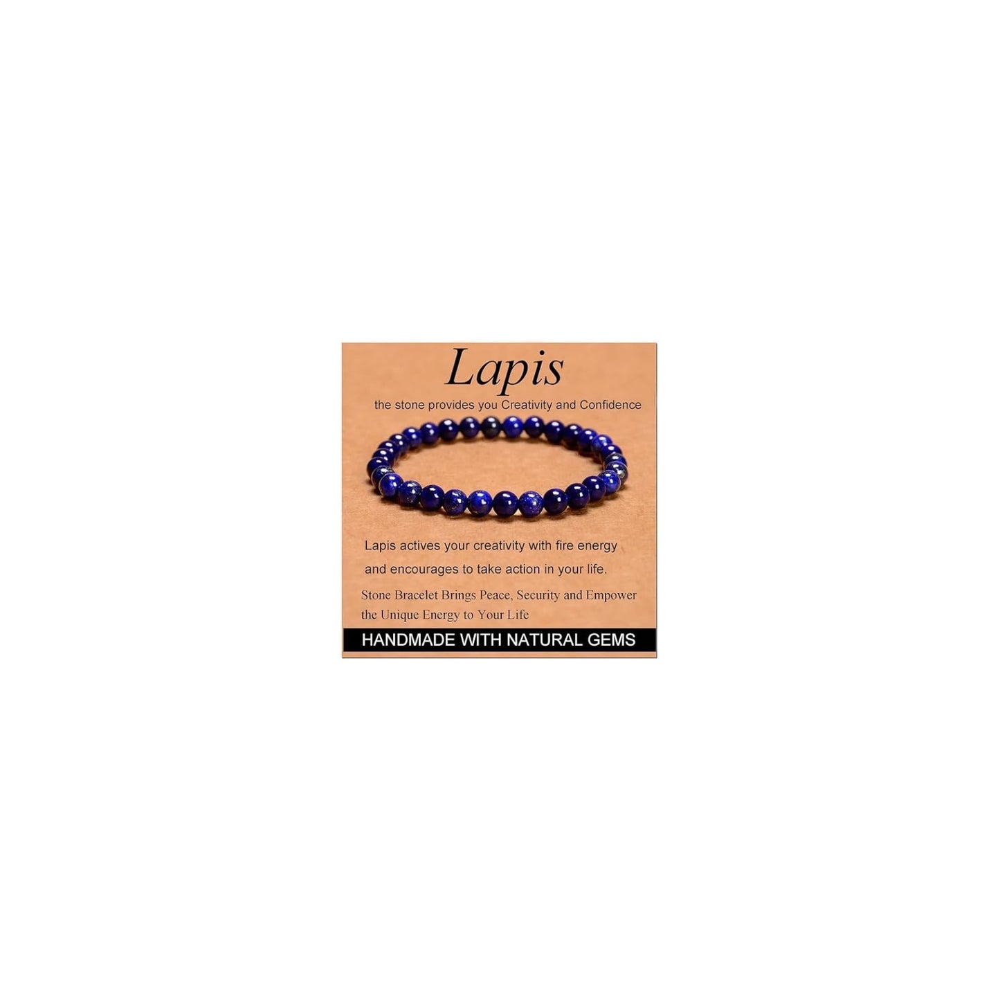 CHELYQST Lapis Lazuli Bracelet - Stone of Creativity and Confidence,Stretch Natural Stone Crystal Beads Jewelry Gifts for Women Men Unisex Adult,6mm