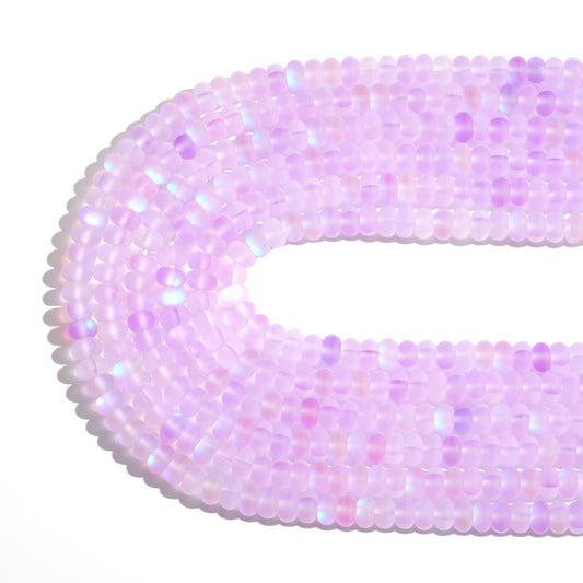 5x8mm Violet Matte Aurora Crystal Glass Beads Loose Rondelle Disc Beads Frosted Moonstone for Jewelry Making