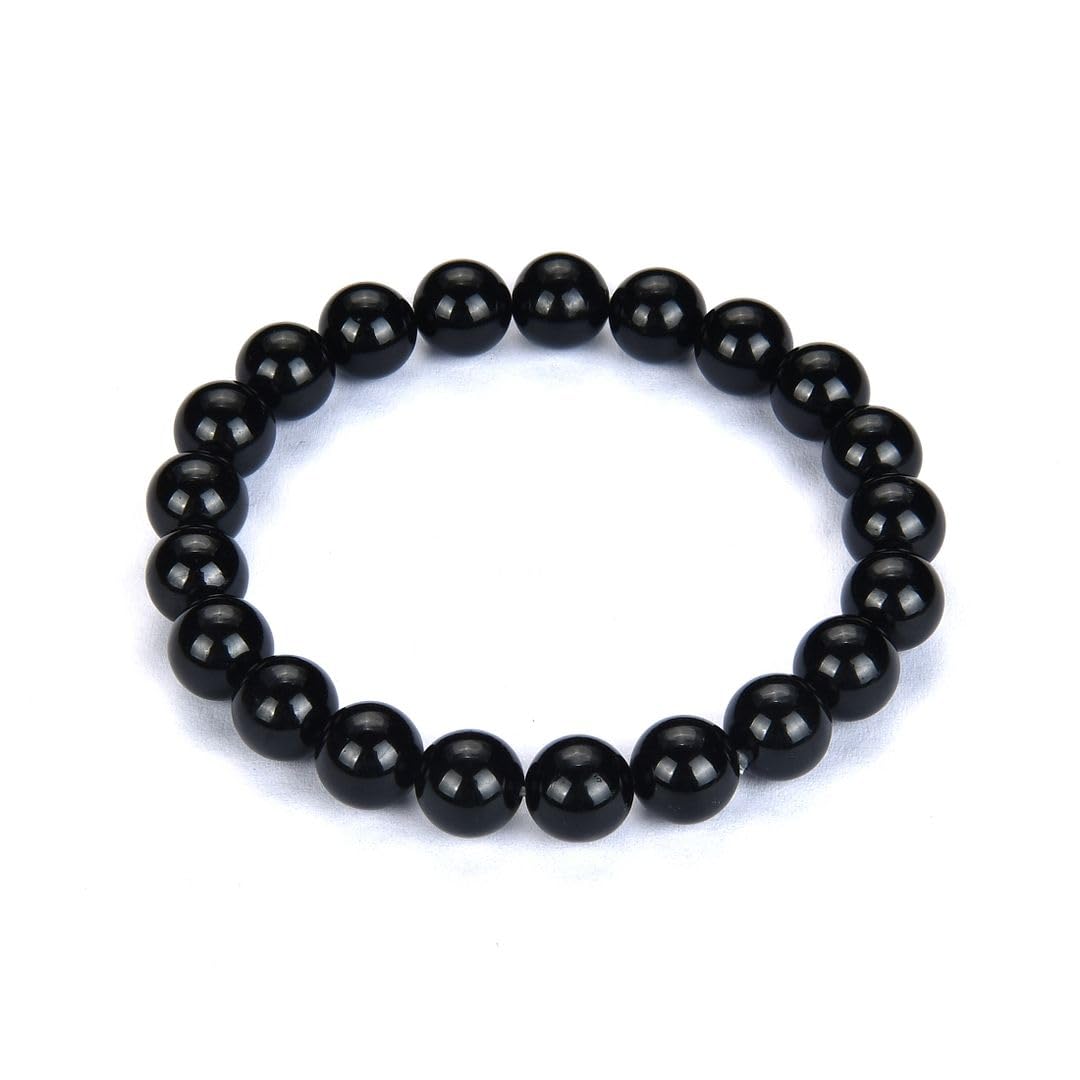 Adabele Real Natural Grade A Black Tourmaline Gemstone Beaded Bracelet 7 inch Stretch Chakra Healing Crystal Stone Jewelry Women Mom Gift GB8-1
