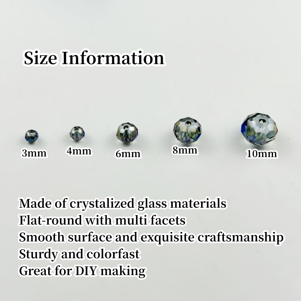 YUEXIGO 60pcs 10mm Crystal Glass Beads for Jewelry Making, Faceted Rondelle Glass Spacer Beads for Wind Chimes Bracelet Earring Necklace DIY Craft(Transparent Blue)