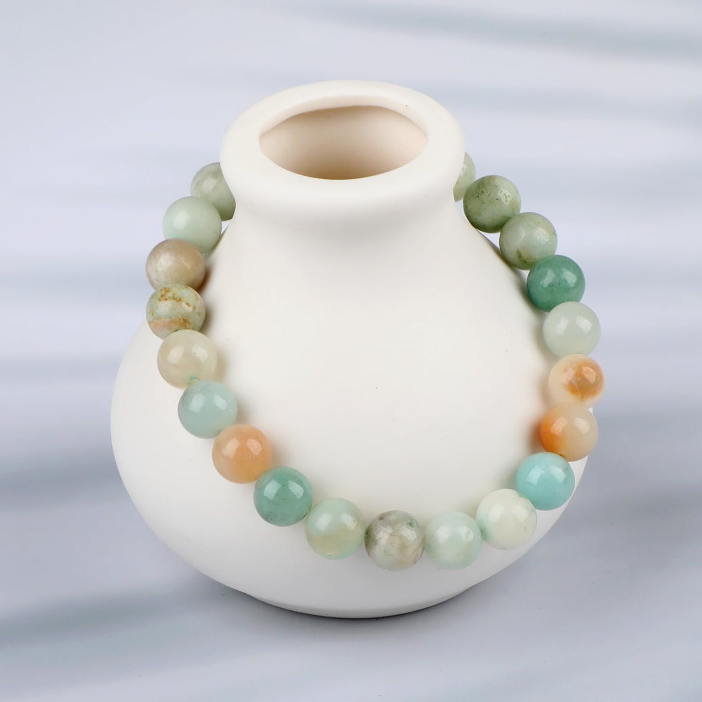 LPBeads Handmade Natural Gemstone Stretch Elastic 8mm Mulitcolor Amazonite Bracelet Healing Crystal Round Stone Beads Jewelry Gifts for Women Men