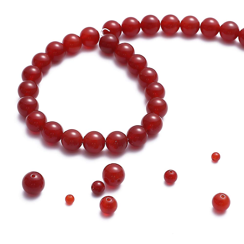 BEADIA Natural Red Agate Stone Round Loose Semi Gemstone Beads for Jewelry Making 6MM 61PCS