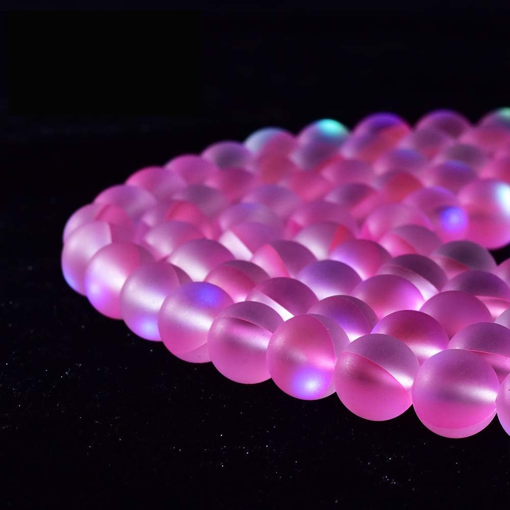 Asingeloo 60PCS 6mm Natural Pinkish Mystic Aura Quartz Gemstone Frosted Matte Titanium Round Loose Spacer Beads 15 inch Full Strand Crystal Healing Power Quartz