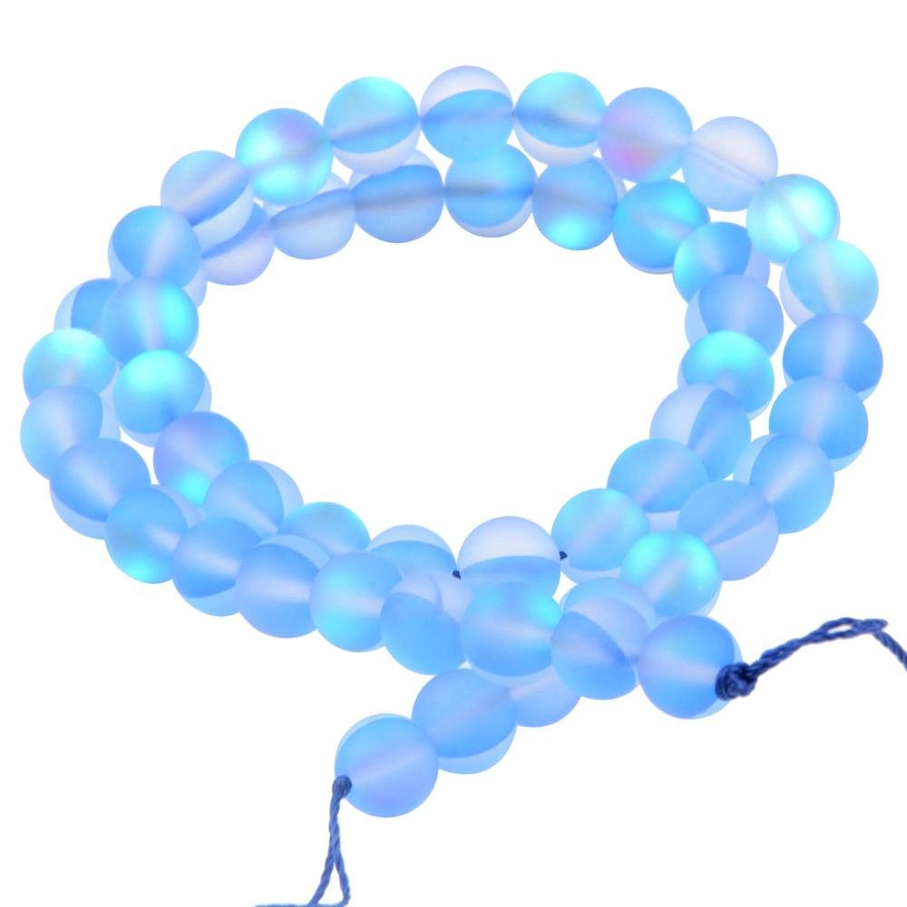 Matte Aurora Crystal Glass Beads Gemstone 6MM Dark Blue Frosted Glitter Shining Mermaid Round Loose Beads Frosted Moonstone for Jewelry Making