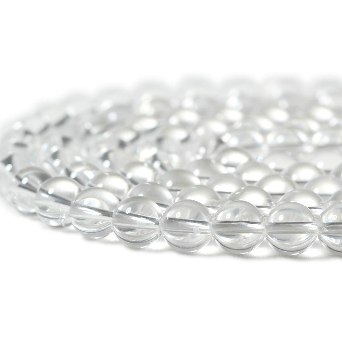 CHEAVIAN 45PCS 8mm Natural Clear White Crystal Quartz Round Loose Beads Crystal Energy Stone for Jewelry Making 1 Strand 15"