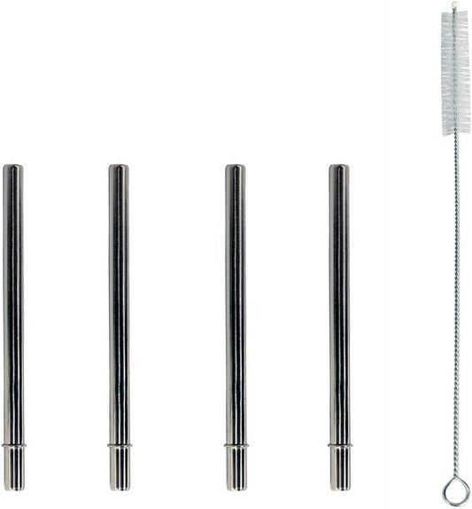 Skiennix Extra Short Stainless Steel Straws - Perfect for 12oz Thermos & Cocktails | 4 Pack + Cleaning Brush