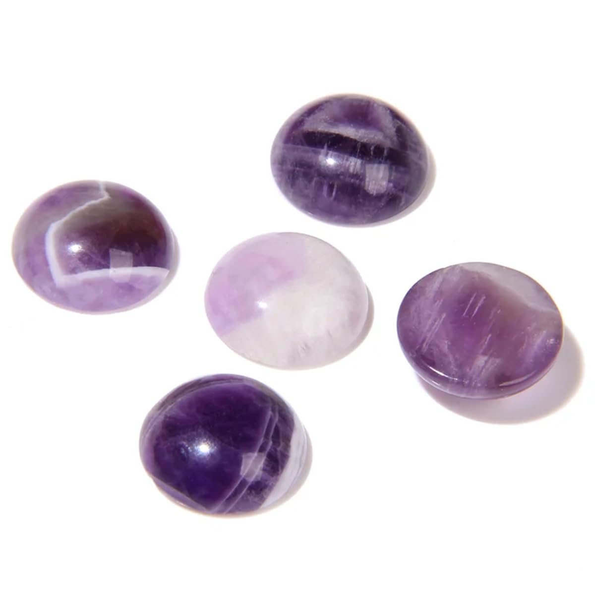 2TTFishoo 20pcs 6mm Natural Stone No Hole Amethyst Semicircle Smooth Cabochons Beads Healing Chakra Crystal for Jewelry Making Rings Earrings Necklace Bracelet DIY Crafts