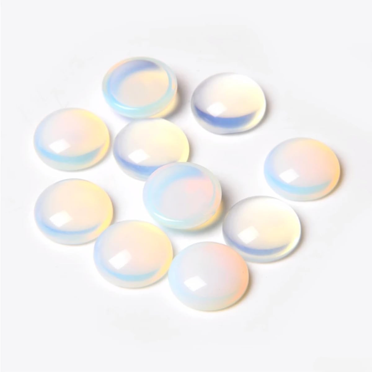 20pcs 14mm Natural Stone No Hole Opal Semicircle Smooth Cabochons Beads Healing Chakra Crystal Stone Bead for Jewelry Making Rings Earrings Necklace Bracelet DIY Crafts