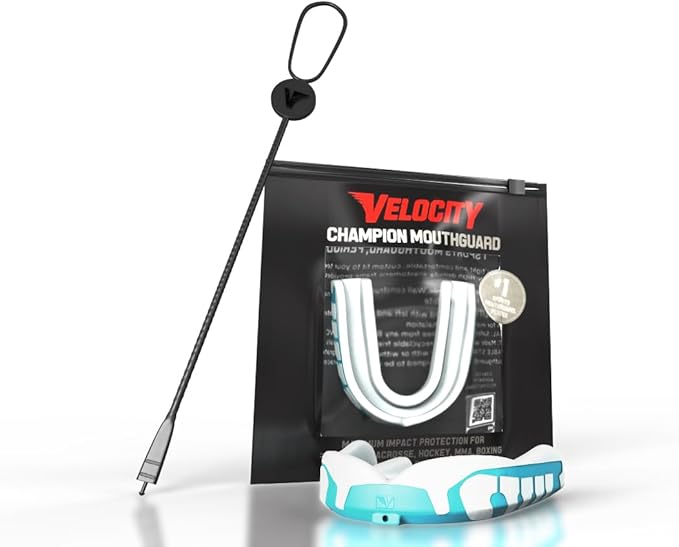Velocity Champion Junior Mouthguard, 1 Pack, Black & Orange - for Ages 5 to 10 - Ideal for Lacrosse, Football, Hockey, Basketball, Soccer, Boxing, Martial Arts, Field Hockey, and More