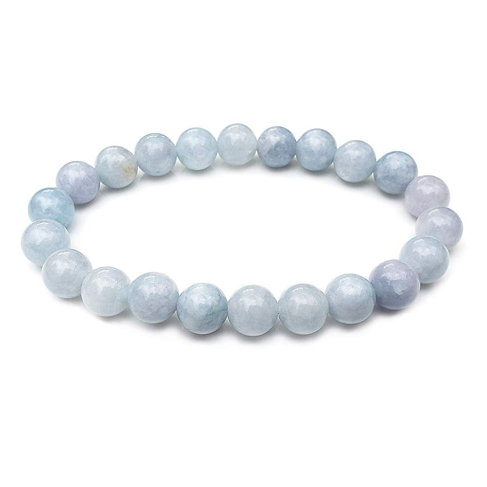 chengmu 8mm Aquamarine Chalcedony Stretch Bracelet Round Stone Beads Semi Gemstone for Crystal Elastic Beaded Bracelet 7.5"