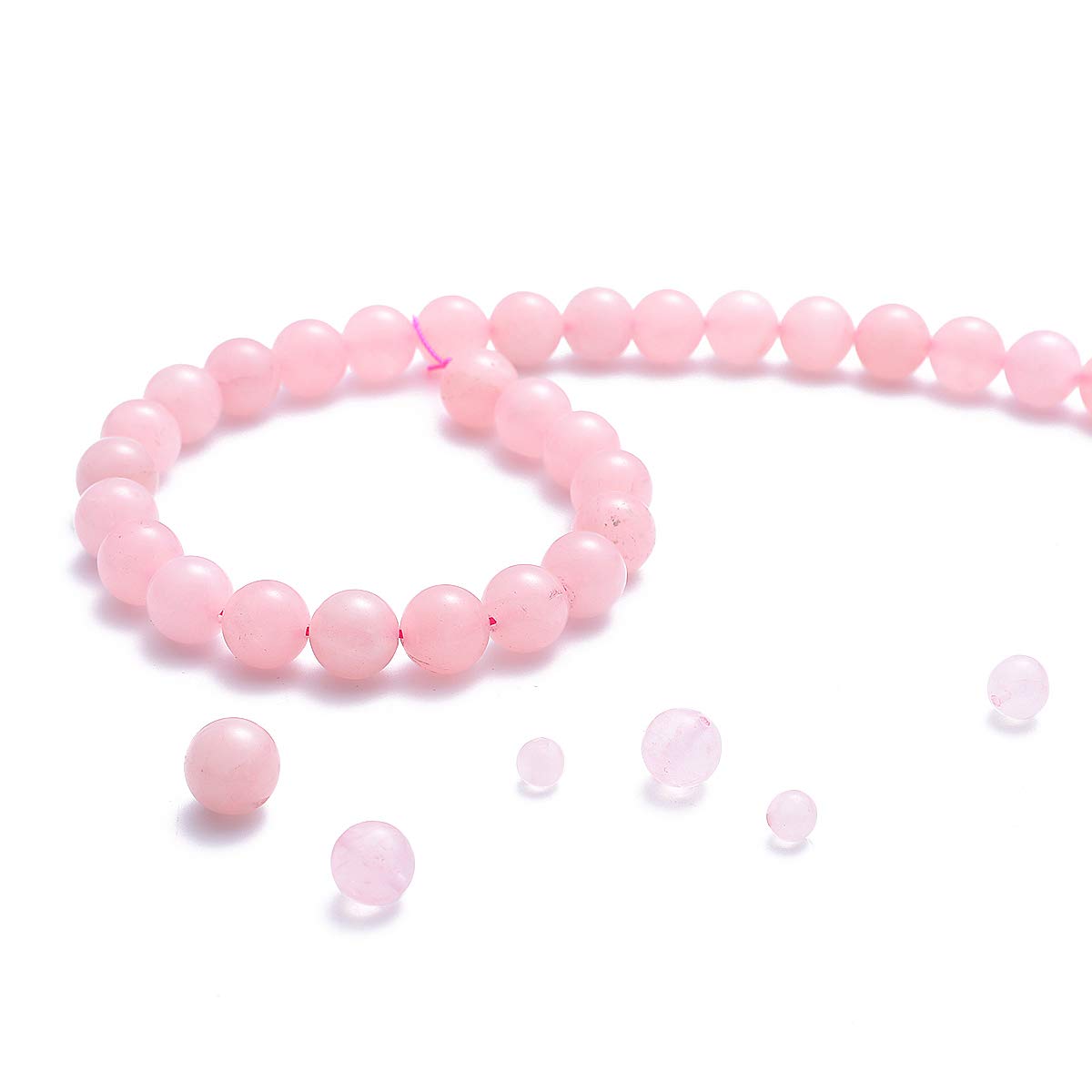 BEADIA Natural Rose Quartz Crystal Stone Round Loose Semi Gemstone Beads for Jewelry Making 8MM 44PCS