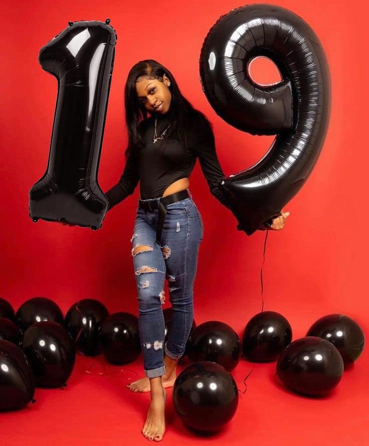 Numbers Balloon - 40 Inch Large Black Balloon for Three Year Old Birthday Decor | Party Decorations
