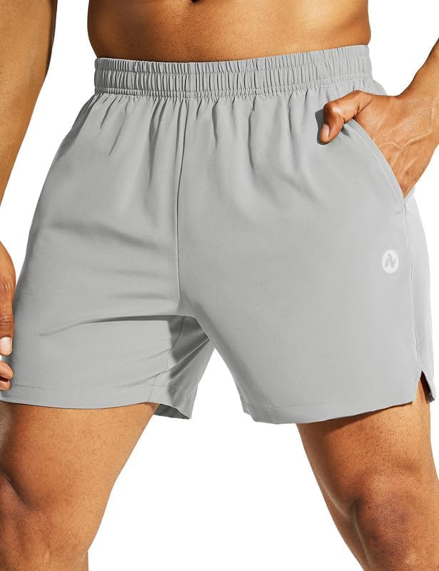 Nepest Men's 5?™â€?Athletic Running Shorts with Pockets, Lightweight Quick Dry Gym Workout Training No Liner Shorts