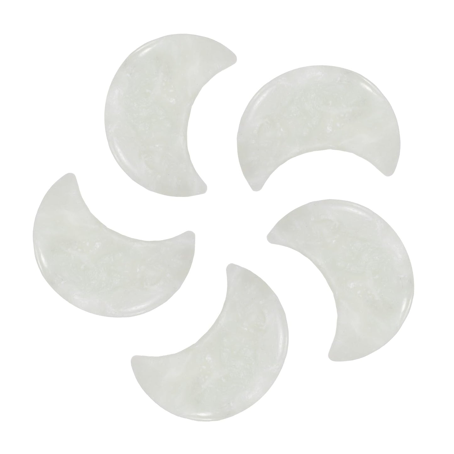 MECCANIXITY 5 Pcs Moon Crystal Worry Stone, 1.2 Inch Length Natural Serpentine Jade Moon Gemstone Bulk, Carved Pocket Stones for Meditation Balancing Pendant Decor
